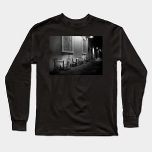 Cabildo Alley Tables In Black and White Long Sleeve T-Shirt